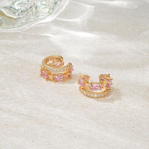 أقراط أذن Wearon للنساء ، أصفاد الأذن غير المثقبة ، 6K مجوهرات مطلية بالذهب Zircon Diamond Arrings Hypoallergenic Jewts for Woman in Kuwait