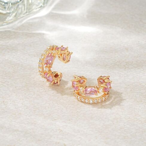 أقراط أذن Wearon للنساء ، أصفاد الأذن غير المثقبة ، 6K مجوهرات مطلية بالذهب Zircon Diamond Arrings Hypoallergenic Jewts for Woman in Kuwait