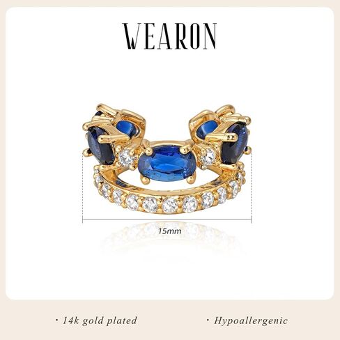 أقراط أذن Wearon للنساء ، أصفاد الأذن غير المثقبة ، 6K مجوهرات مطلية بالذهب Zircon Diamond Arrings Hypoallergenic Jewts for Woman in Kuwait