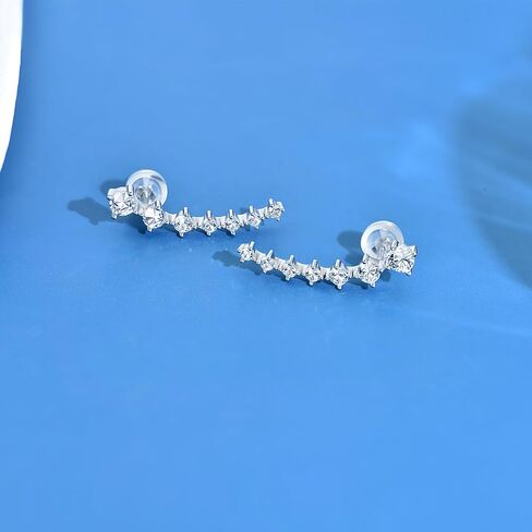 925 Sterling Silver Ear Crawler Earrings Leaf Star Heart Ear Climber Earrings Hypoallergenic Stud Earrings for Women Cartilage Jewelry in Saudi Arabia
