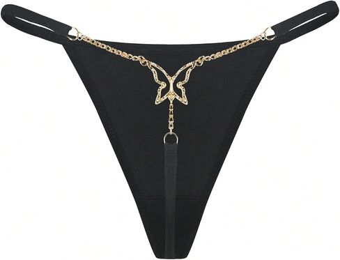 Women's Sparkling Butterfly Chain Underwear Low Rise Cheeky G String Panty in Saudi Arabia
