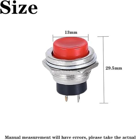 6pcs 16mm round اللحظة التبديل 3A125VAC/6A125VAC DS-212 SPST زر الدفع الذاتي SPST مفتاح زر أحمر/أخضر/أزرق/أصفر/أبيض/أسود (6 ألوان مختلطة) in Saudi Arabia