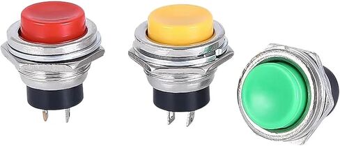 6pcs 16mm round اللحظة التبديل 3A125VAC/6A125VAC DS-212 SPST زر الدفع الذاتي SPST مفتاح زر أحمر/أخضر/أزرق/أصفر/أبيض/أسود (6 ألوان مختلطة) in Saudi Arabia