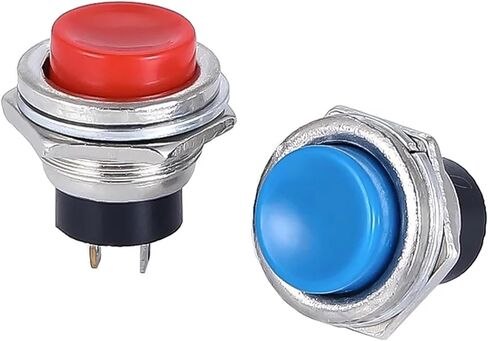 6pcs 16mm round اللحظة التبديل 3A125VAC/6A125VAC DS-212 SPST زر الدفع الذاتي SPST مفتاح زر أحمر/أخضر/أزرق/أصفر/أبيض/أسود (6 ألوان مختلطة) in Saudi Arabia