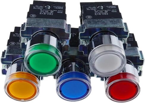 1pcs 22mm لحظة XB2-BW3361 مفتاح الضغط الدائري مع ضوء LED 1NO 24V/AC220V/AC380V الأخضر ، الأحمر ، الأصفر ، الأزرق ZB2-BE101C (أصفر ، 380 فولت) in Saudi Arabia