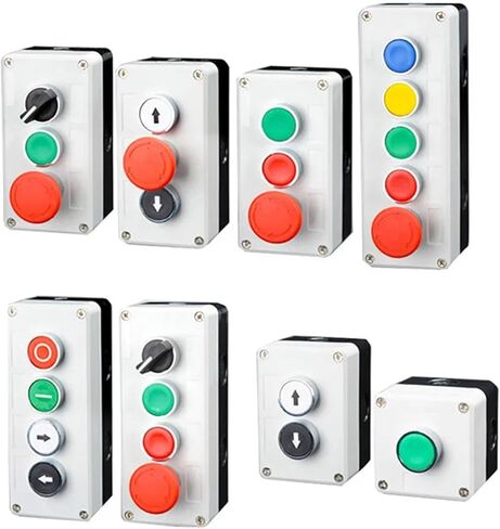 1Pcs XB2 Metal Button Switch Control Box Start Stop Industrial Identification Symbol Self Reset Circular Emergency Stop Switch(Gray) in Saudi Arabia