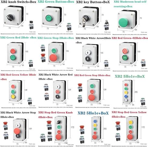 1Pcs XB2 Metal Button Switch Control Box Start Stop Industrial Identification Symbol Self Reset Circular Emergency Stop Switch(Gray) in Saudi Arabia