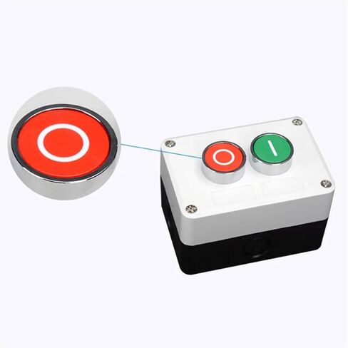 1Pcs XB2 Metal Button Switch Control Box Start Stop Industrial Identification Symbol Self Reset Circular Emergency Stop Switch(Gray) in Saudi Arabia