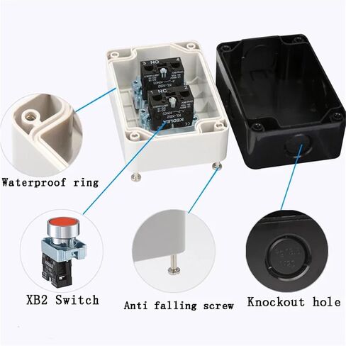 1Pcs XB2 Metal Button Switch Control Box Start Stop Industrial Identification Symbol Self Reset Circular Emergency Stop Switch(Gray) in Saudi Arabia