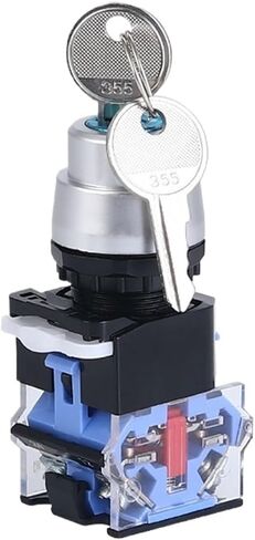 1Pcs 22mm LA38-11Y2/LA38-20Y3 Self-Locking/Latching Knob Switch with Key 10A/440V 2 Position 3 Position Selector Switch Blue Base(3position) in Saudi Arabia