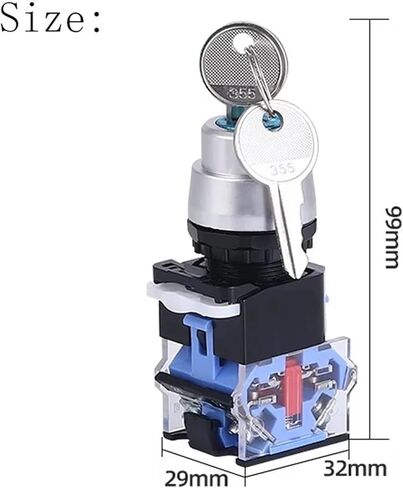 1Pcs 22mm LA38-11Y2/LA38-20Y3 Self-Locking/Latching Knob Switch with Key 10A/440V 2 Position 3 Position Selector Switch Blue Base(3position) in Saudi Arabia