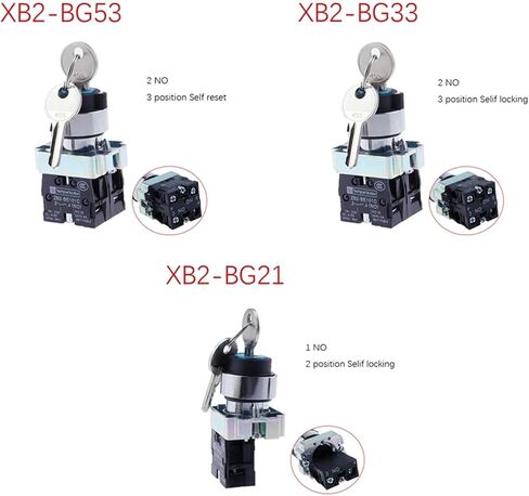 1PCS XB2-BG21 XB2-BG33 XB2-BG53 مفتاح التحكم مفتاح التبديل 1NO/2NO 2/3 موقف القفل الذاتي/إعادة ضبط SELL SELCETR SWITCH 22 مم (XB2-BG33) in Saudi Arabia