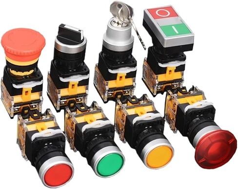 1Pcs 22mm LA38 Series Circular Power Button Switch, 1NO/1NC Instant Button Switch with Light, 220V LED Indicator Light(Orange,Self Reset) in Saudi Arabia