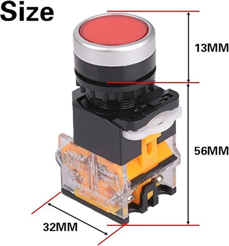 1Pcs 22mm LA38 Series Circular Power Button Switch, 1NO/1NC Instant Button Switch with Light, 220V LED Indicator Light(Orange,Self Reset) in Saudi Arabia