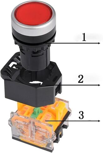 1Pcs 22mm LA38 Series Circular Power Button Switch, 1NO/1NC Instant Button Switch with Light, 220V LED Indicator Light(Orange,Self Reset) in Saudi Arabia