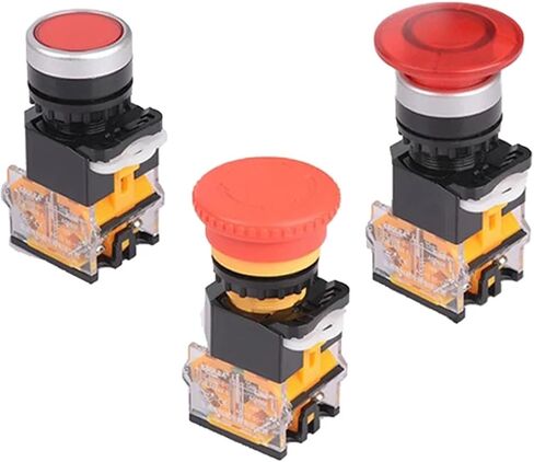 1Pcs 22mm LA38 Series Circular Power Button Switch, 1NO/1NC Instant Button Switch with Light, 220V LED Indicator Light(Orange,Self Reset) in Saudi Arabia