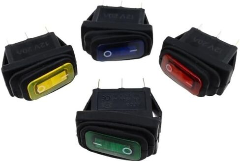 KCD3 1pcs/5pcs 3 Pin 12V 220V LED Light 20A On/Off Rectangular Long Rocker Switch Waterproof IP67 Car Dashboard Ship Type(Green,1PCS_220V) in Saudi Arabia