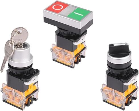 1Pcs 22mm LA38 Series Circular Power Button Switch, 1NO/1NC Instant Button Switch with Light, 220V LED Indicator Light(Orange,Self Reset) in Saudi Arabia