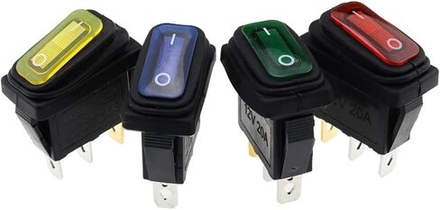 KCD3 1pcs/5pcs 3 Pin 12V 220V LED Light 20A On/Off Rectangular Long Rocker Switch Waterproof IP67 Car Dashboard Ship Type(Green,1PCS_220V) in Saudi Arabia
