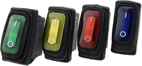 KCD3 1pcs/5pcs 3 Pin 12V 220V LED Light 20A On/Off Rectangular Long Rocker Switch Waterproof IP67 Car Dashboard Ship Type(Green,1PCS_220V) in Saudi Arabia