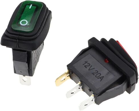 KCD3 1pcs/5pcs 3 Pin 12V 220V LED Light 20A On/Off Rectangular Long Rocker Switch Waterproof IP67 Car Dashboard Ship Type(Green,1PCS_220V) in Saudi Arabia