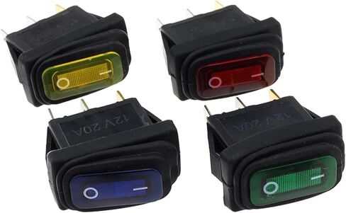 KCD3 1pcs/5pcs 3 Pin 12V 220V LED Light 20A On/Off Rectangular Long Rocker Switch Waterproof IP67 Car Dashboard Ship Type(Green,1PCS_220V) in Saudi Arabia