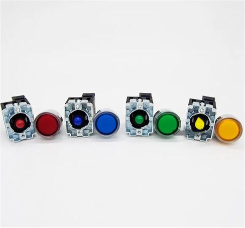 1pcs 22mm لحظة XB2-BW3361 مفتاح زر الدفع الدائري مع ضوء LED 1NO 24V/AC220V/AC380V الأخضر ، الأحمر ، الأصفر ، الأزرق ZB2-BE101C (أبيض (لا) ، 220 فولت) in Saudi Arabia