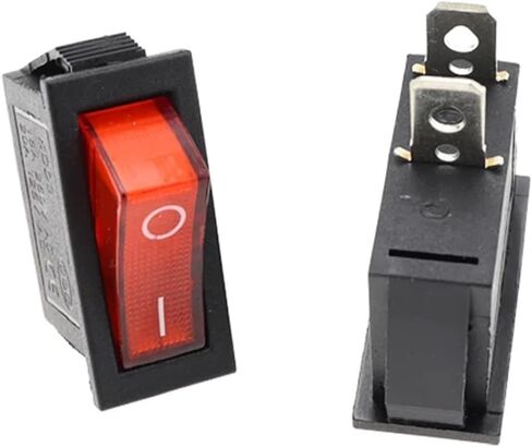 1PCS KCD3 مفتاح Rocker ON-OFF-ON 2 الموضع 3pins معدات كهربائية مع مفتاح الطاقة الضوئي 16A 250V / 20A 125V AC (3Pin Red ، 220V) in Saudi Arabia
