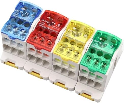 1Pcs Din Rail Terminal Block UKK 80A/125A/160A/250A/400A Distribution Box One in Several Out Power Wire Electrical Connector Junction(UKK 160A,Yellow) in Saudi Arabia
