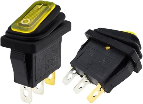 KCD3 1pcs/5pcs 3 Pin 12V 220V LED Light 20A On/Off Rectangular Long Rocker Switch Waterproof IP67 Car Dashboard Ship Type(Green,1PCS_220V) in Saudi Arabia