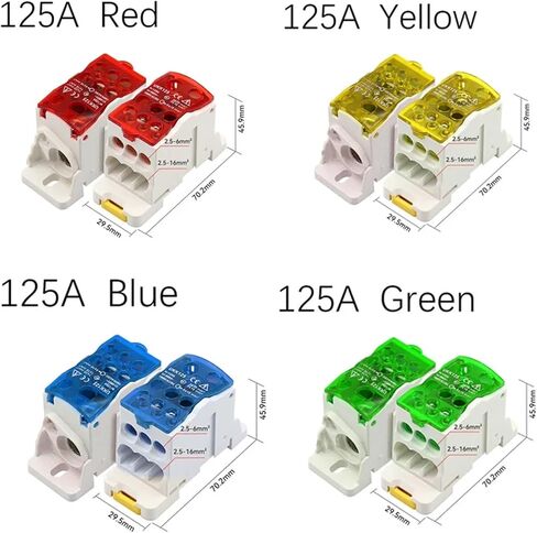1Pcs Din Rail Terminal Block UKK 80A/125A/160A/250A/400A Distribution Box One in Several Out Power Wire Electrical Connector Junction(UKK 160A,Yellow) in Saudi Arabia