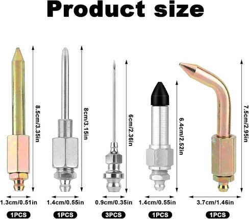 طقم ملحقات بندقية الشحوم 7pcs ، الكربون المجلفن 3 شحوم فوهة فوهة 1 إبرة موزع ومفصل المطاط تركيب 1 فوهات حلمة مستقيمة للمساحة الضيقة الصغيرة ثقب عميق in Saudi Arabia