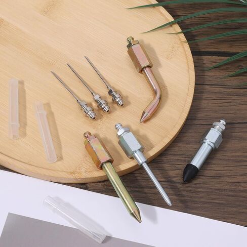 طقم ملحقات بندقية الشحوم 7pcs ، الكربون المجلفن 3 شحوم فوهة فوهة 1 إبرة موزع ومفصل المطاط تركيب 1 فوهات حلمة مستقيمة للمساحة الضيقة الصغيرة ثقب عميق in Saudi Arabia