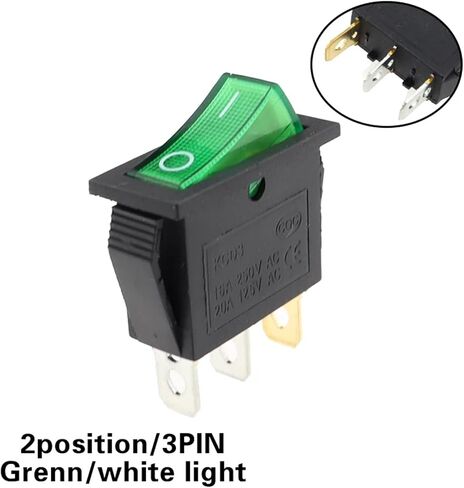 1PCS KCD3 مفتاح Rocker ON-OFF-ON 2 الموضع 3pins معدات كهربائية مع مفتاح الطاقة الضوئي 16A 250V / 20A 125V AC (3Pin Red ، 220V) in Saudi Arabia