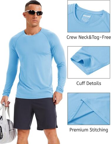 MAGCOMSEN Men's Long Sleeve Sun Protection Shirts UPF 50+ SPF UV Quick Dry Swim Shirt Lightweight Fishing Running Rash Guard in Saudi Arabia