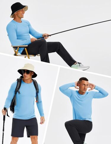MAGCOMSEN Men's Long Sleeve Sun Protection Shirts UPF 50+ SPF UV Quick Dry Swim Shirt Lightweight Fishing Running Rash Guard in Saudi Arabia
