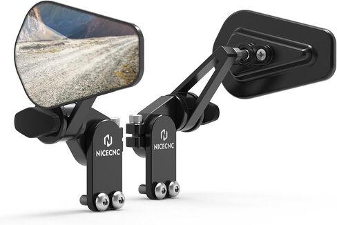 Quick Flip Mirrors Kits Adjustable Folding for Most Motorcycle Hand Guard, Only Two Drilled 1/4" Holes Are Required, Universal Motorcycle Hand Guard Mirrors, Aluminum in Saudi Arabia