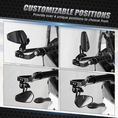 Quick Flip Mirrors Kits Adjustable Folding for Most Motorcycle Hand Guard, Only Two Drilled 1/4" Holes Are Required, Universal Motorcycle Hand Guard Mirrors, Aluminum in Saudi Arabia