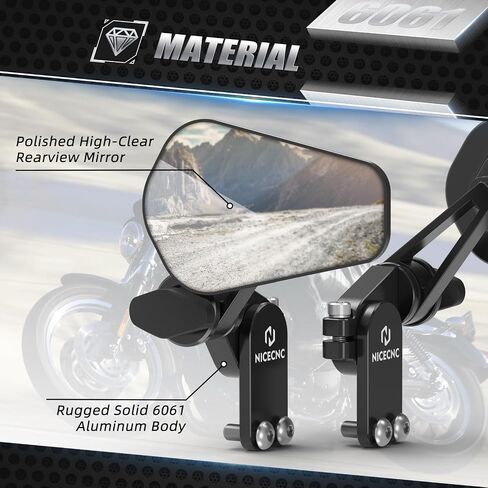 Quick Flip Mirrors Kits Adjustable Folding for Most Motorcycle Hand Guard, Only Two Drilled 1/4" Holes Are Required, Universal Motorcycle Hand Guard Mirrors, Aluminum in Saudi Arabia