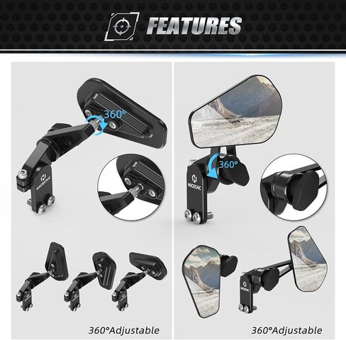 Quick Flip Mirrors Kits Adjustable Folding for Most Motorcycle Hand Guard, Only Two Drilled 1/4" Holes Are Required, Universal Motorcycle Hand Guard Mirrors, Aluminum in Saudi Arabia