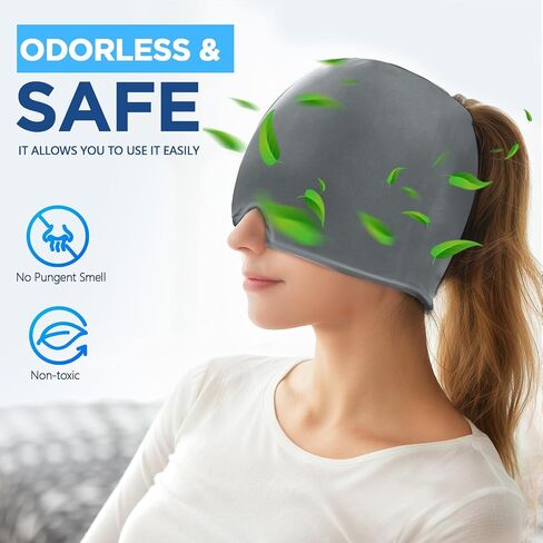 Migraine Relief Cap, Headache Relief Hat for Migraine Cap, Hot and Cold Therapy, Headache Eyes Mask for Stress Relief, Ice Pack Head Wrap for Sinus, Puffy Eyes, Tension,Black in Saudi Arabia