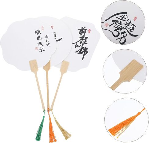 CIIEEO 3PCS الطراز القديم Round Round Handheld Paper Fans Kit للأزياء التخرج الرقص ديكور المنزل الحرف الخفيفة الوزن سهلة التجميع التصميم in Kuwait