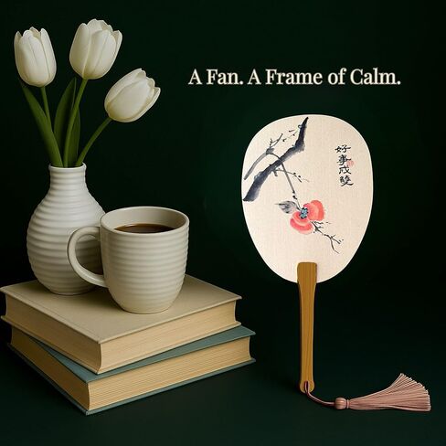 ifist Hand-Painted Fan – One-of-a-Kind Wedding Blessing – Peony & Floral Brush Art with “Double Happiness" Calligraphy in Saudi Arabia