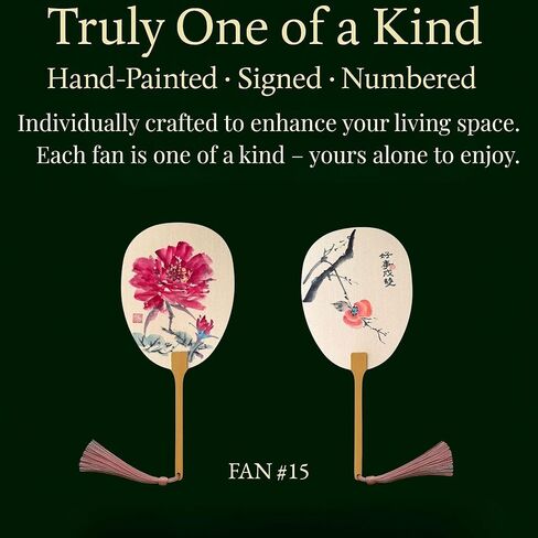 ifist Hand-Painted Fan – One-of-a-Kind Wedding Blessing – Peony & Floral Brush Art with “Double Happiness" Calligraphy in Saudi Arabia