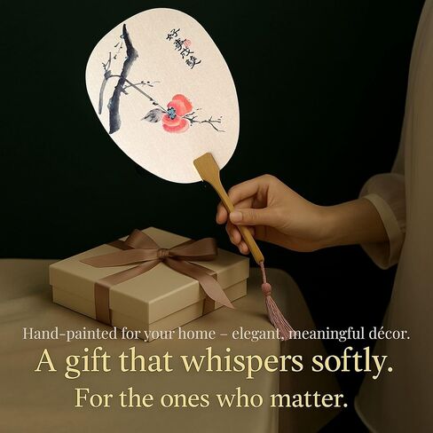 ifist Hand-Painted Fan – One-of-a-Kind Wedding Blessing – Peony & Floral Brush Art with “Double Happiness" Calligraphy in Saudi Arabia