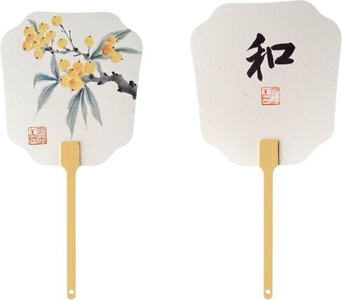 ifist Hand-Painted Fan – Signed & Numbered – Yellow Fruit Branch & “Peace" Calligraphy – One-of-a-Kind Zen-Inspired Art Gift in Saudi Arabia