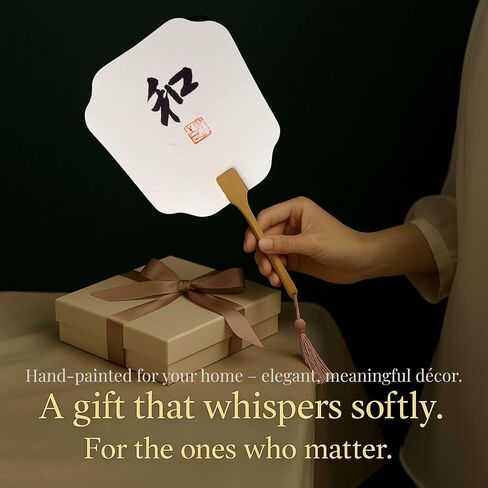 ifist Hand-Painted Fan – Signed & Numbered – Yellow Fruit Branch & “Peace" Calligraphy – One-of-a-Kind Zen-Inspired Art Gift in Saudi Arabia