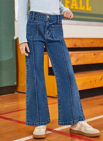 blibean Tween Girls Wide Leg Jeans Zimbaplatinum Demin Pants Size 6-15 Years in Kuwait