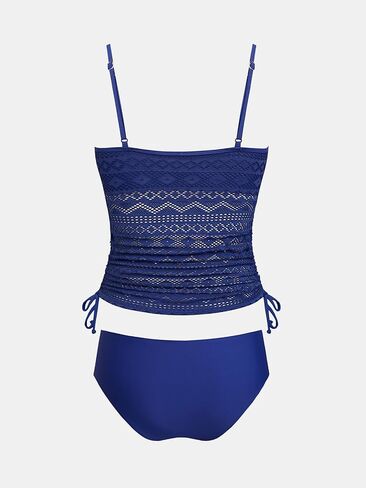 CUPSHE Women's Tankini Sets Two Piece Swimsuit Square Neck Mesh Bathing Suit Adjustable Spaghetti Straps Drawstring in Saudi Arabia