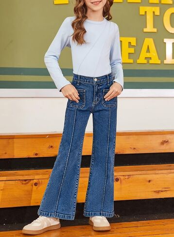 blibean Tween Girls Wide Leg Jeans Zimbaplatinum Demin Pants Size 6-15 Years in Kuwait